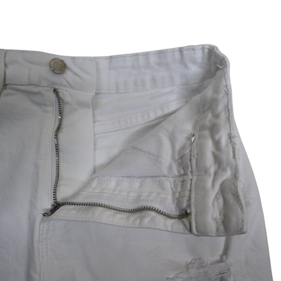 Zara Women's 4 High Rise White Cutoff Jean Shorts - Picture 7 of 8